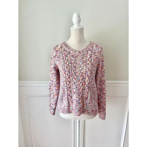 Time and Tru Rainbow Knit Cable Sweater S